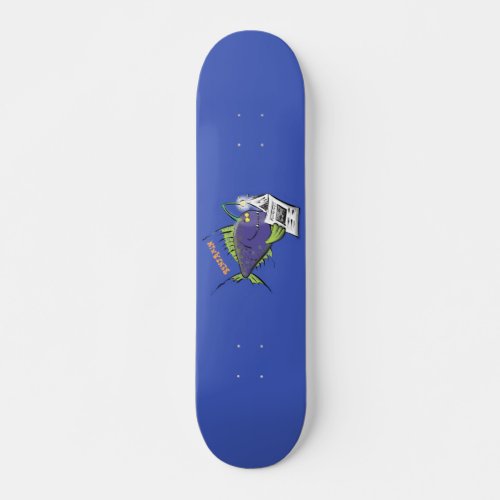 Funny angler fish cartoon skateboard