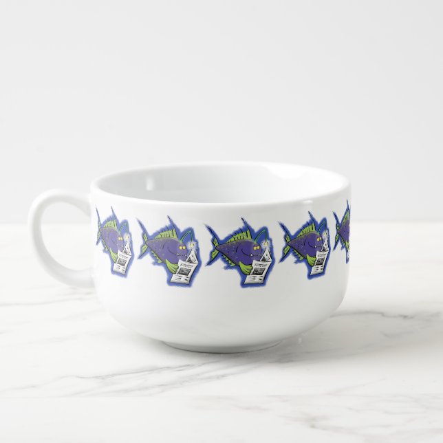 Funny angler fish cartoon soup mug (Right)