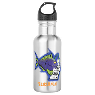 Funny angler fish cartoon stainless steel water bottle