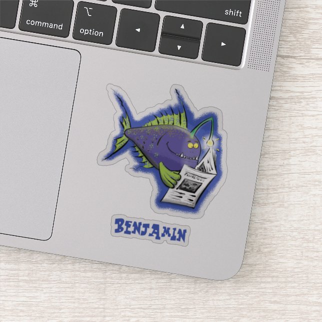 Funny angler fish cartoon sticker (Detail)