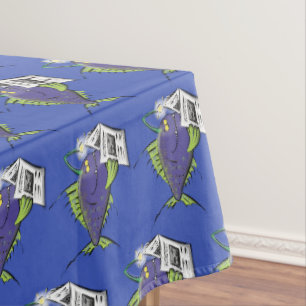 Funny angler fish cartoon tablecloth