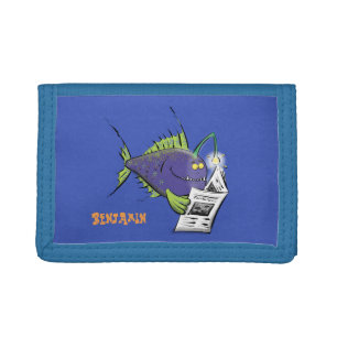 Funny angler fish cartoon tri-fold wallet