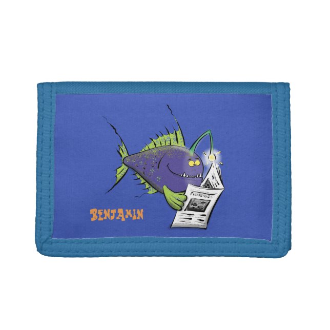 Funny angler fish cartoon trifold wallet (Front)
