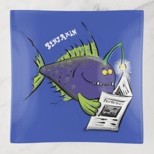 Funny angler fish cartoon trinket tray