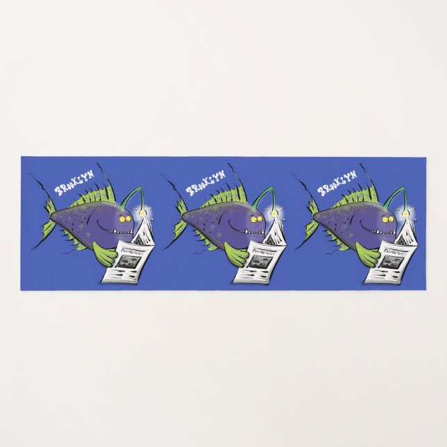 Funny angler fish cartoon yoga mat (Front (Horizontal))