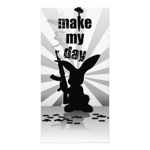 Funny angry armed rabbit card