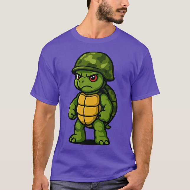 Funny Angry Armyurtle Soldier retro T-Shirt (Front)