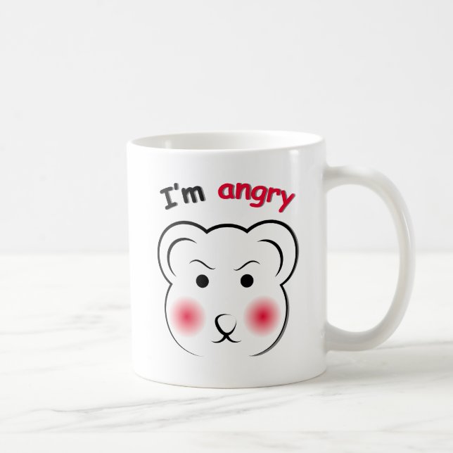 Funny Angry Bear Face Mug – Minimalist Cute Animal (Right)