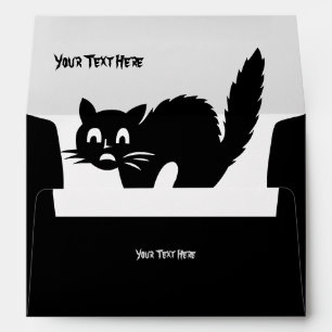 funny angry black cat halloween design black envelope