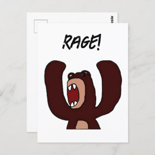 Funny Angry Brown Bear Cartoon – Stressed Out Postcard