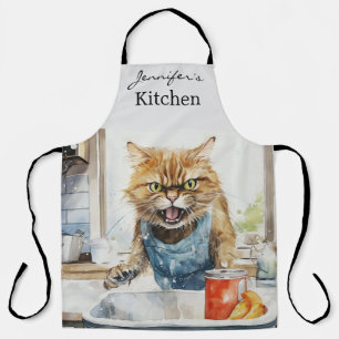 Funny Angry Cat All-Over Print Apron