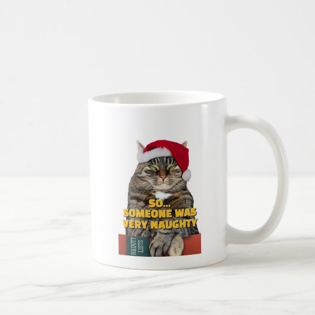 Funny angry cat Christmas  Coffee Mug (Right)