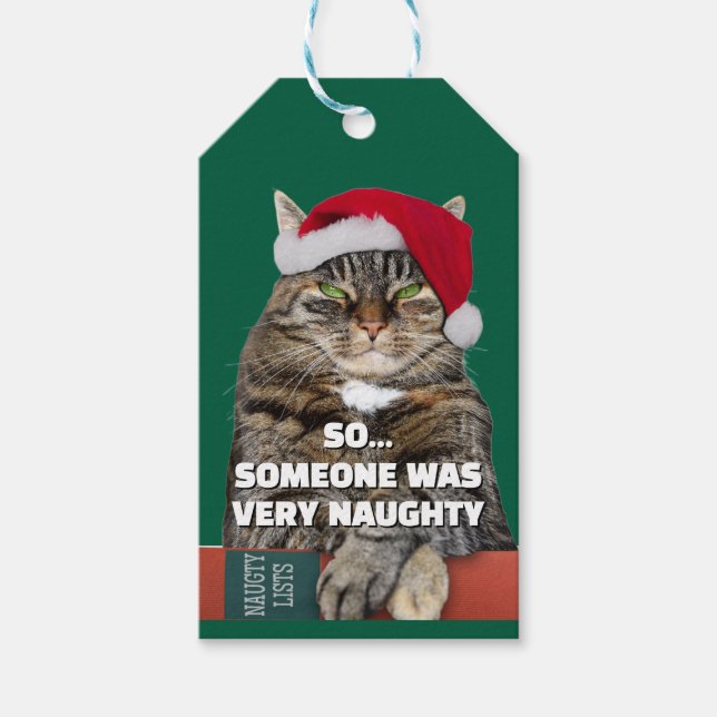Funny angry cat Christmas  Gift Tags (Front)