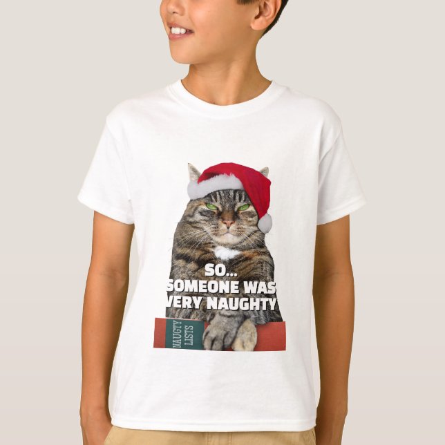 Funny angry cat Christmas T-Shirt (Front)