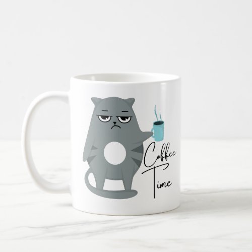 Funny Angry Cat  Coffee Time Typography  Coffee Mug