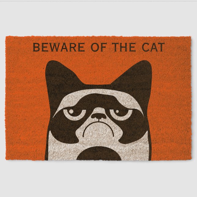 Funny Angry Cat Fiber Doormat (Front)