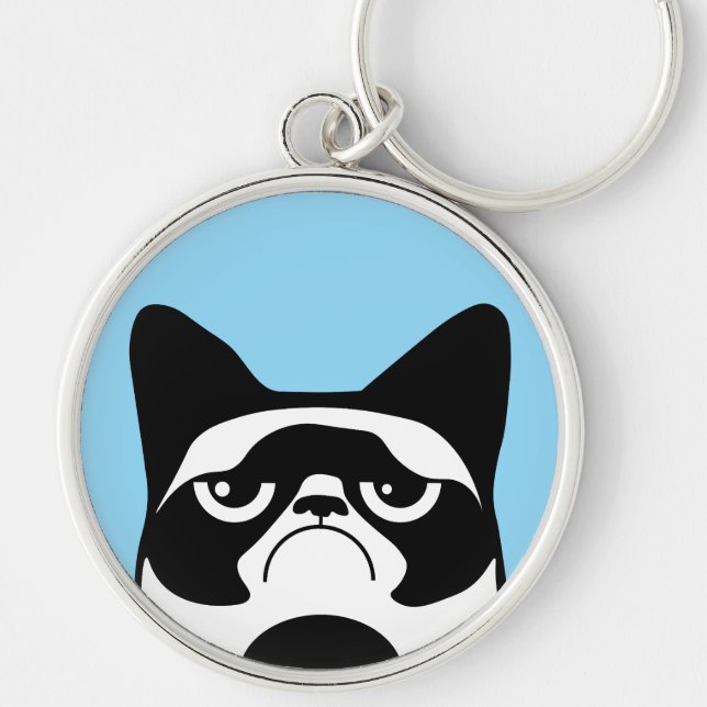 Funny Angry Cat Keychain (Front)