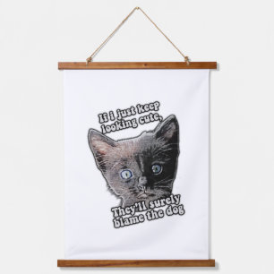 Funny angry cat meme for cat owners and lovers hanging tapestry