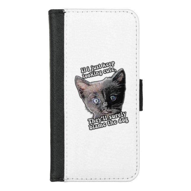 Funny angry cat meme for cat owners and lovers iPhone wallet case (Front)