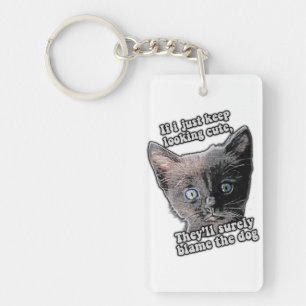 Funny angry cat meme for cat owners and lovers keychain