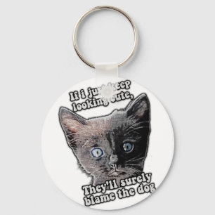 Funny angry cat meme for cat owners and lovers keychain