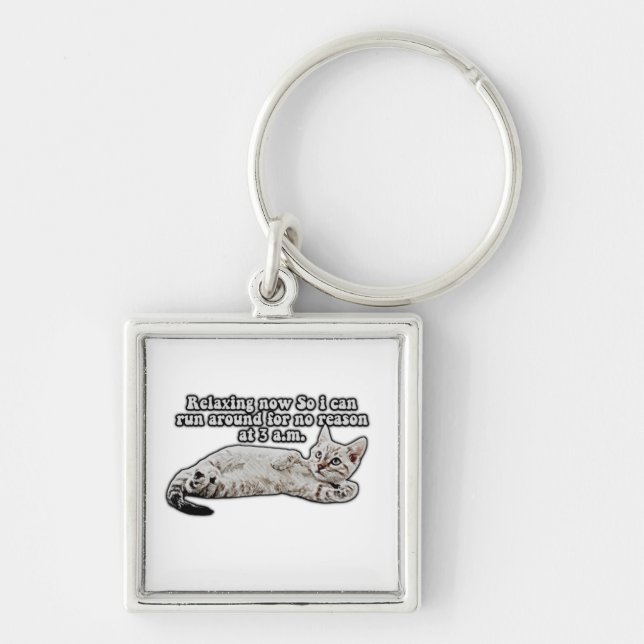 Funny angry cat meme for cat owners & lovers keychain (Front)