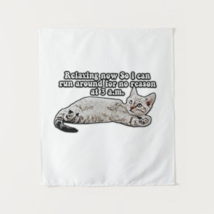 Funny angry cat meme for cat owners & lovers tapestry