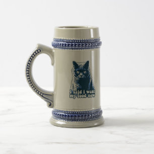 Funny angry cat meme for cat persons and owners beer stein