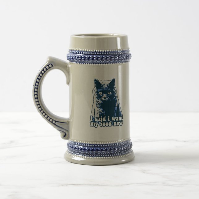 Funny angry cat meme for cat persons and owners beer stein (Left)