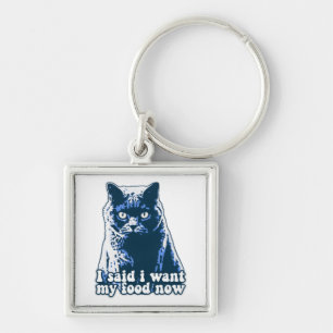 Funny angry cat meme for cat persons and owners keychain