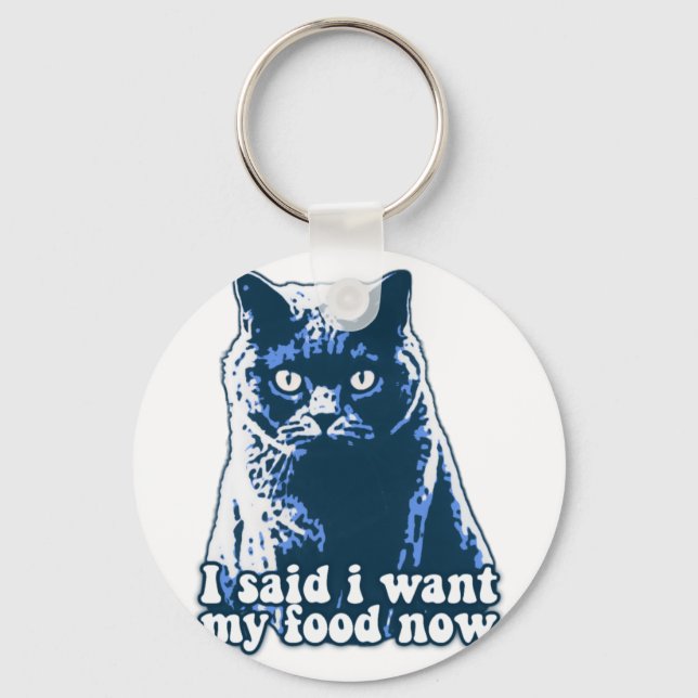 Funny angry cat meme for cat persons and owners keychain (Front)