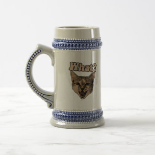 Funny angry cat meme for cat persons & cat lovers beer stein