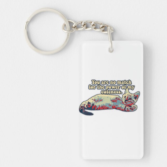 Funny angry cat meme for kitten owners & cat lover keychain (Front)