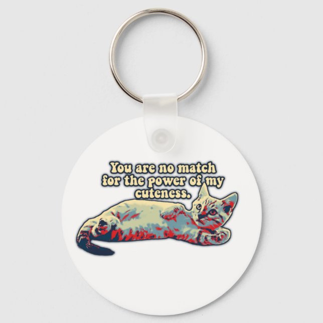 Funny angry cat meme for kitten owners & cat lover keychain (Front)