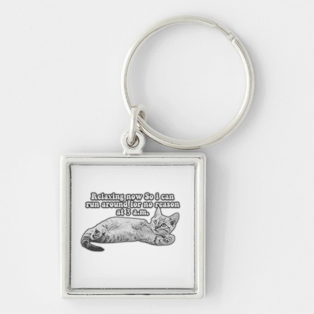 Funny angry cat meme for kitten persons &cat owner keychain (Front)