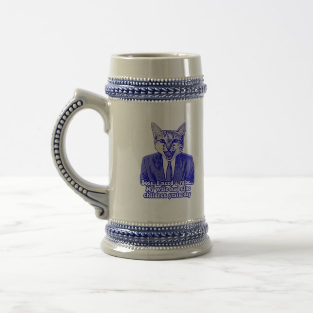 Funny angry cat meme for kitty lovers beer stein (Left)
