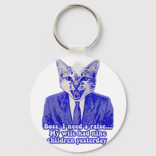 Funny angry cat meme for kitty lovers keychain