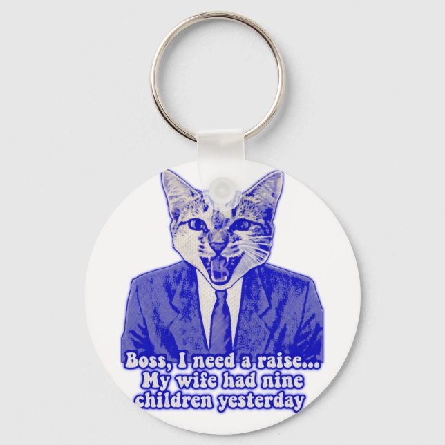 Funny angry cat meme for kitty lovers keychain (Front)