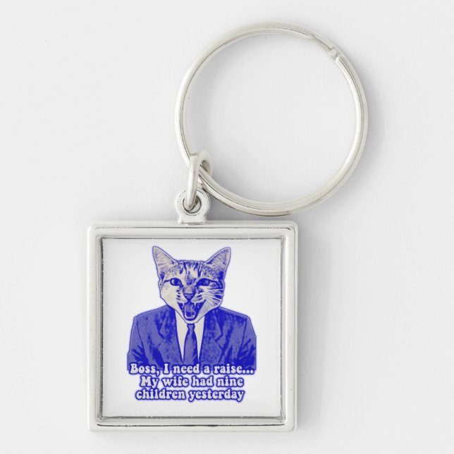 Funny angry cat meme for kitty lovers keychain (Front)
