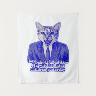 Funny angry cat meme for kitty lovers tapestry