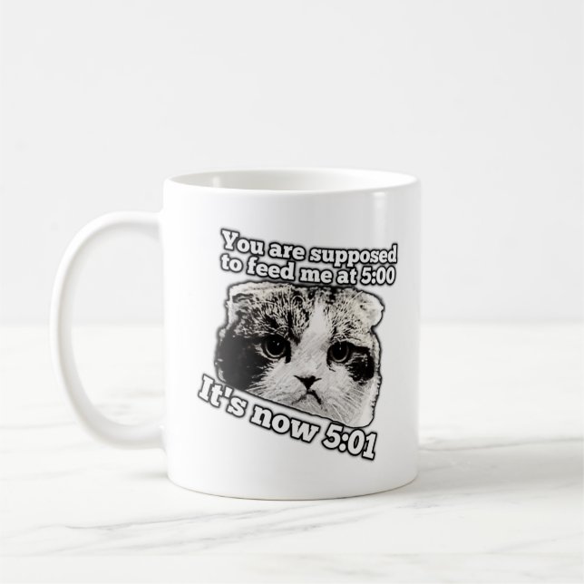Funny angry cat meme for kitty owners coffee mug (Left)