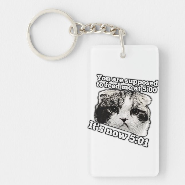 Funny angry cat meme for kitty owners keychain (Front)