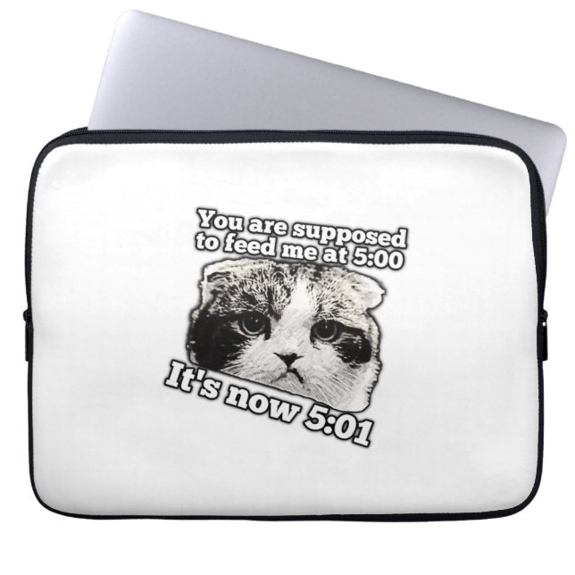 Funny angry cat meme for kitty owners laptop sleeve (Front)