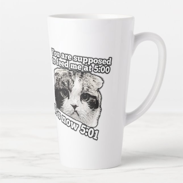 Funny angry cat meme for kitty owners latte mug (Right)