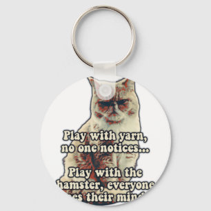 Funny angry cat meme for kitty persons &cat lovers keychain
