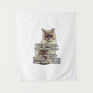 Funny angry cat meme for kitty persons &cat lovers tapestry