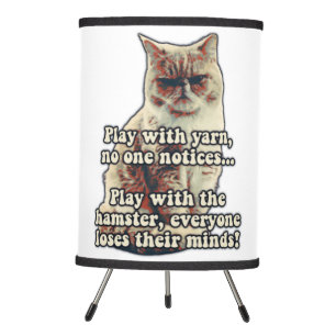 Funny angry cat meme for kitty persons &cat lovers tripod lamp