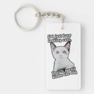 Funny angry cat meme for kitty persons &cat owners keychain