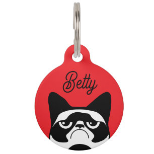 Funny Angry Cat Pet ID Tag