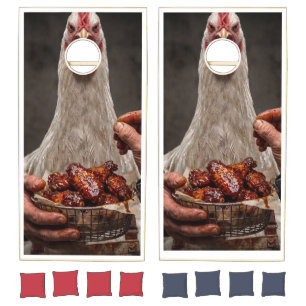 Funny Angry Chicken Buffalo Wing BBQ Cornhole Set